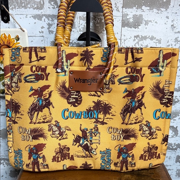 Wrangler Handbags - Wrangler Yellow Cowboy Print Tote